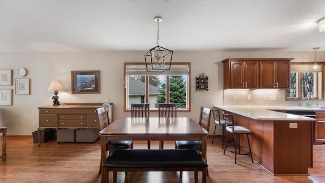 dining room featuring light wood finished floors