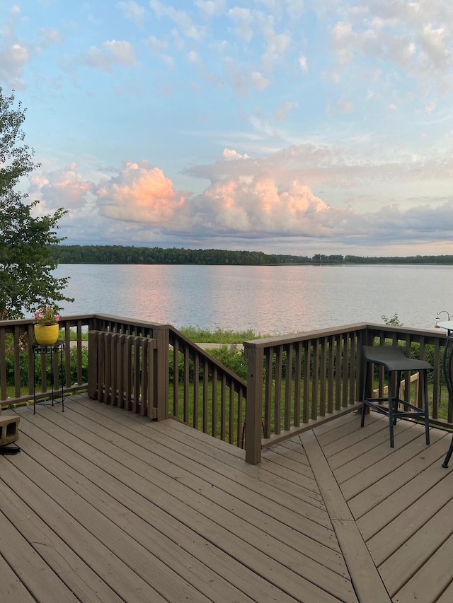 12787 Lumberjack Rd NW, Shevlin, MN 56676 - wooden terrace with a water view