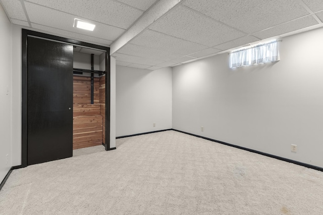 3301 Yosemite Ave S, Saint Louis Park, MN 55416 - below grade area with carpet floors, a drop ceiling, and baseboards