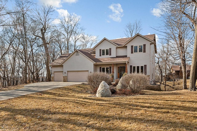 567 Forest Ln, Medford, MN 55049 - traditional home with a garage, a shingled roof, a front yard, and concrete driveway