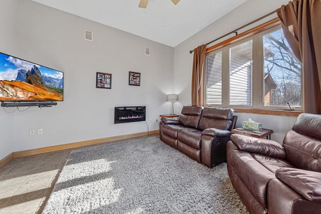 567 Forest Ln, Medford, MN 55049 - living area featuring ceiling fan, baseboards, a healthy amount of sunlight, and visible vents
