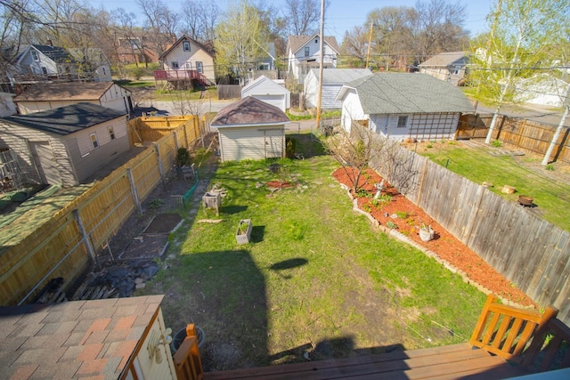 view of yard featuring a residential view and a fenced backyard