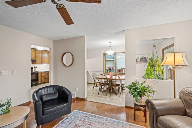 7165 Upper 157th St W, Apple Valley, MN 55124 - living area with ceiling fan, light wood-type flooring, and a textured ceiling