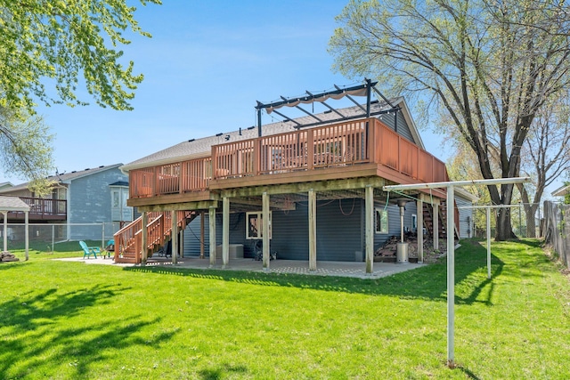 7165 Upper 157th St W, Apple Valley, MN 55124 - back of property with a deck, a patio, and stairway