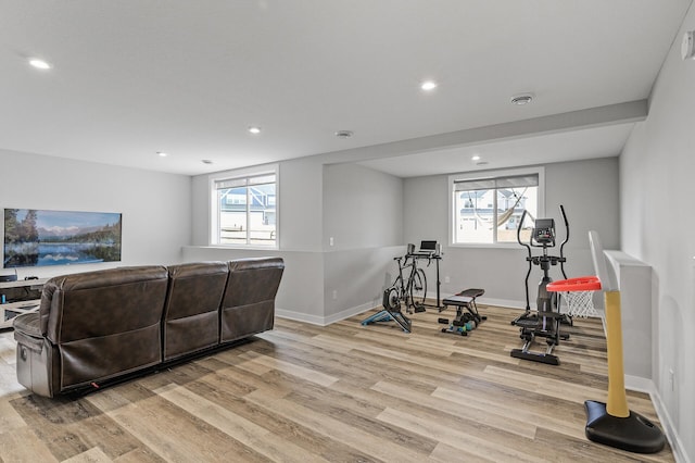 2301 Kester Ave NE, Saint Michael, MN 55376 - workout area with light wood-style floors, plenty of natural light, and recessed lighting