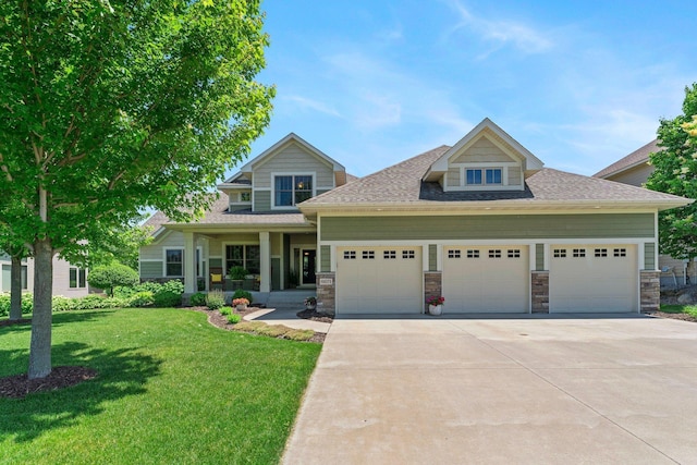 8871 Kahl Way NE, Otsego, MN 55362 - craftsman house with a garage, concrete driveway, a front lawn, and a shingled roof