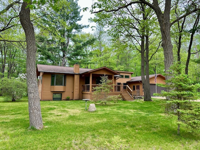 12124 County Road 118, Merrifield, MN 56465 - view of front of home featuring a chimney, a front yard, and a porch