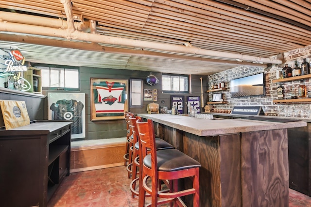 bar featuring a community bar and plenty of natural light