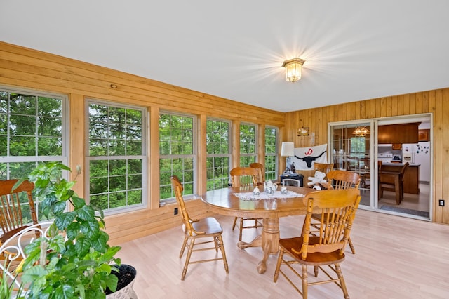20437 County Highway 65, Henning, MN 56551 - sunroom / solarium with wood walls, wood finished floors, and a wooden deck