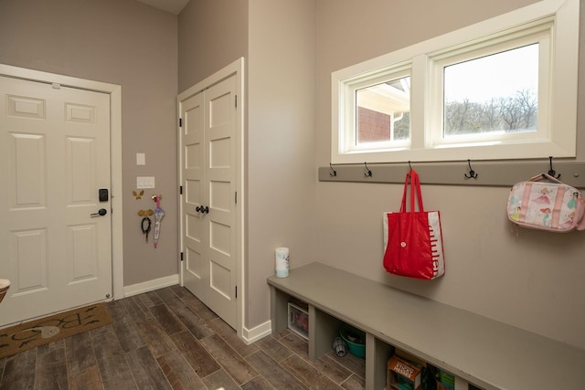 6724 Clarkia Dr NW, Rochester, MN 55901 - mudroom featuring dark wood finished floors and baseboards