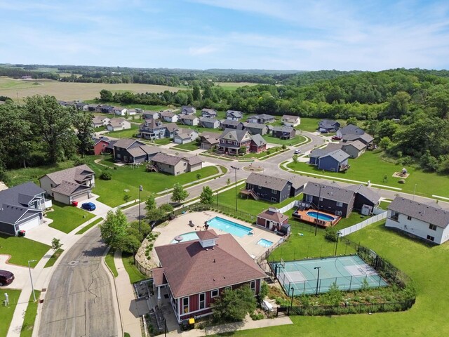 6724 Clarkia Dr NW, Rochester, MN 55901 - aerial perspective of suburban area featuring a pool