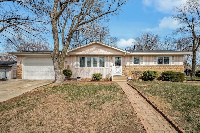 3801 Zenith Ave N, Robbinsdale, MN 55422 - ranch-style home with an attached garage, brick siding, a front yard, and concrete driveway