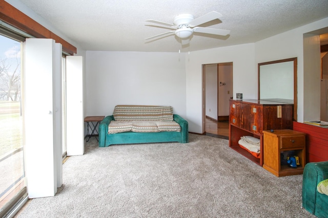 18848 223rd St, Richmond, MN 56368 - carpeted bedroom with a textured ceiling and ceiling fan