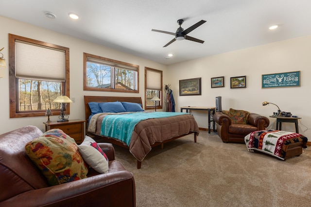 16605 Piper Ln, Brainerd, MN 56401 - bedroom with carpet flooring, recessed lighting, and ceiling fan