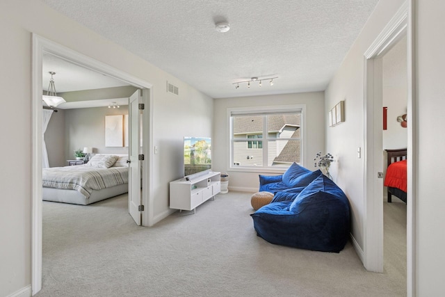 17607 64th Pl N, Maple Grove, MN 55311 - living area featuring carpet floors, baseboards, and a textured ceiling