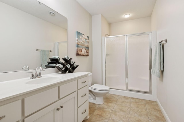 17607 64th Pl N, Maple Grove, MN 55311 - bathroom with a stall shower, vanity, toilet, and tile patterned floors