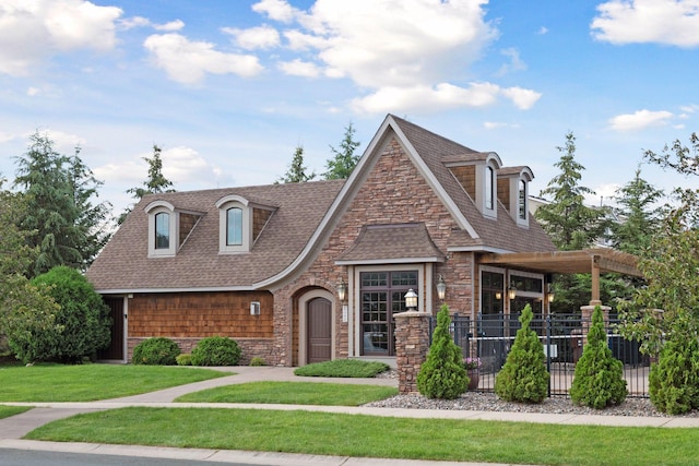 17607 64th Pl N, Maple Grove, MN 55311 - view of front of house with stone siding and roof with shingles