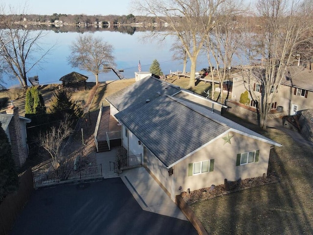view of subject property featuring a large body of water