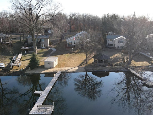 dock area with a gazebo