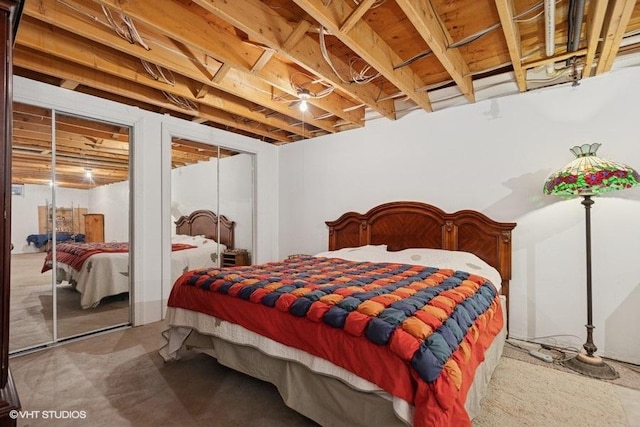bedroom featuring two closets