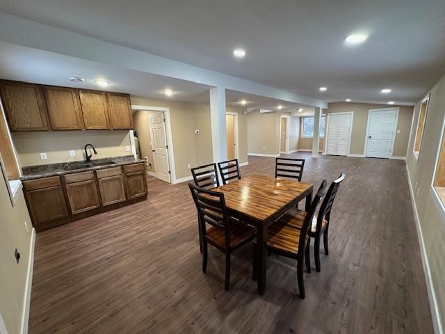 482 US Highway 12, Ortonville, MN 56278 - dining room featuring dark wood finished floors, baseboards, and recessed lighting
