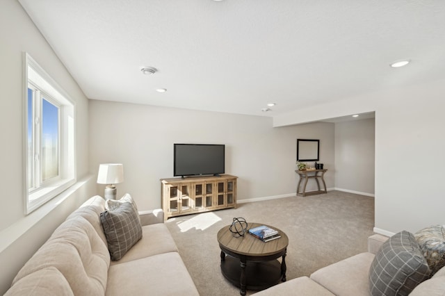 2615 Arbor Dr, Buffalo, MN 55313 - living area with recessed lighting, baseboards, and carpet floors