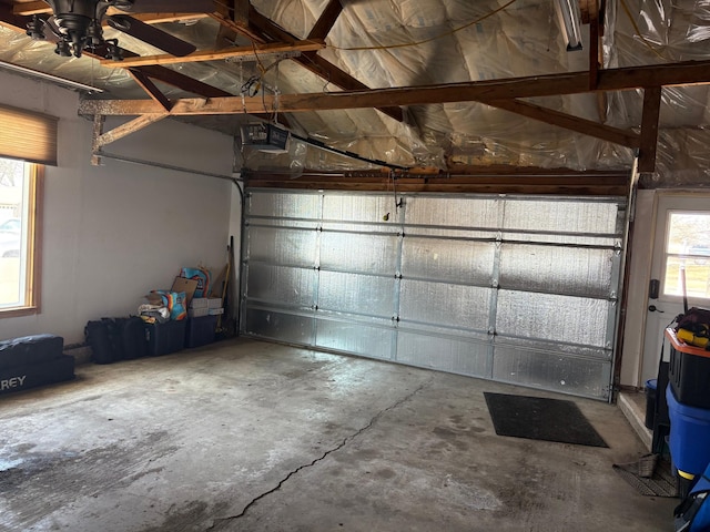 garage with a garage door opener
