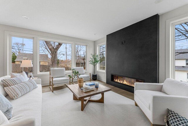 5012 Hankerson Ave, Edina, MN 55436 - living room featuring wood finished floors, a fireplace, and recessed lighting