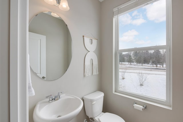 half bathroom featuring toilet and a sink