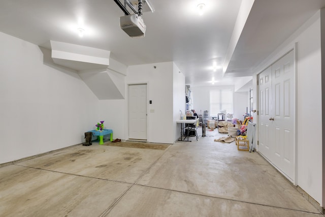 garage with a garage door opener