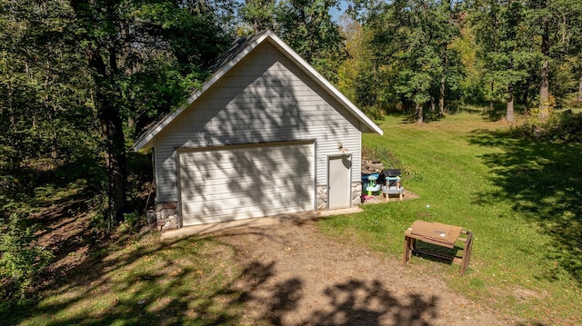 view of detached garage