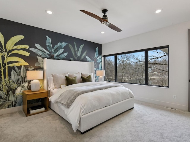 251 Glenbrook Rd N, Wayzata, MN 55391 - carpeted bedroom with recessed lighting, baseboards, and ceiling fan
