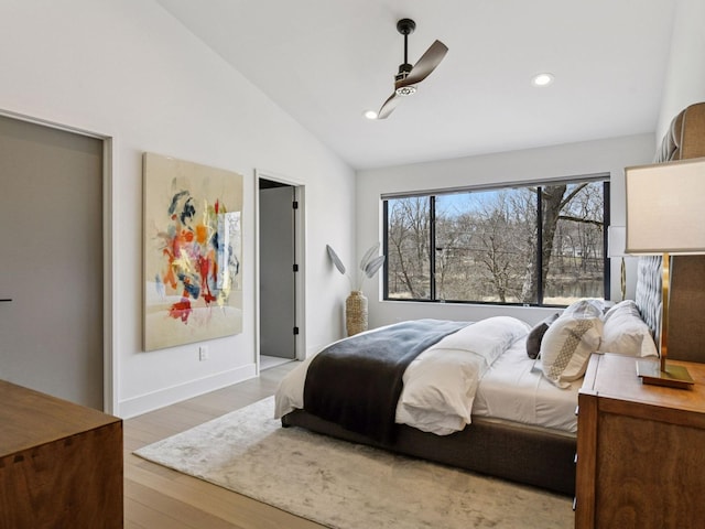 251 Glenbrook Rd N, Wayzata, MN 55391 - bedroom with vaulted ceiling, wood finished floors, recessed lighting, and baseboards