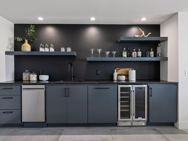 251 Glenbrook Rd N, Wayzata, MN 55391 - indoor wet bar with wine cooler, dishwashing machine, and recessed lighting