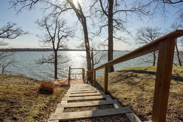 exterior space featuring a water view
