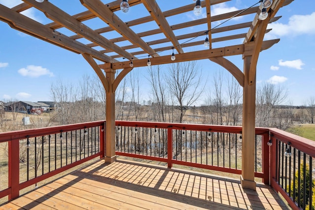wooden terrace featuring a pergola