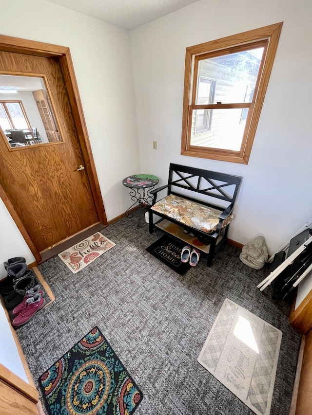 foyer featuring baseboards