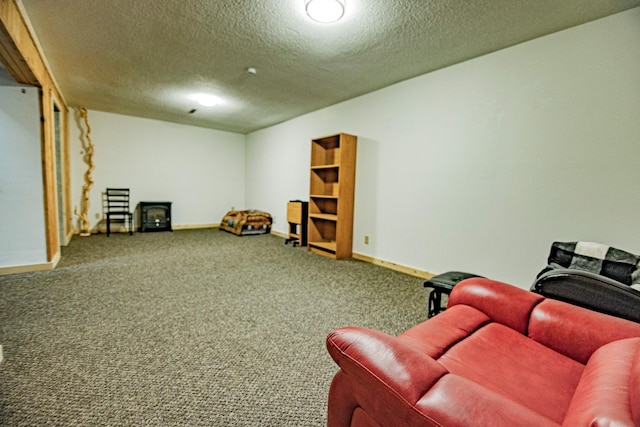 123 3rd St, Bluffton, MN 56518 - living area featuring carpet floors and a textured ceiling