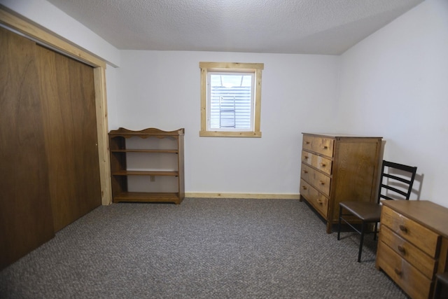 123 3rd St, Bluffton, MN 56518 - carpeted bedroom with a closet and a textured ceiling