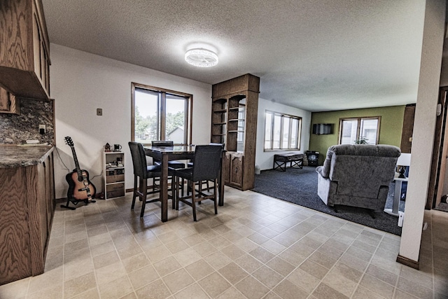 123 3rd St, Bluffton, MN 56518 - dining room with a textured ceiling and light carpet