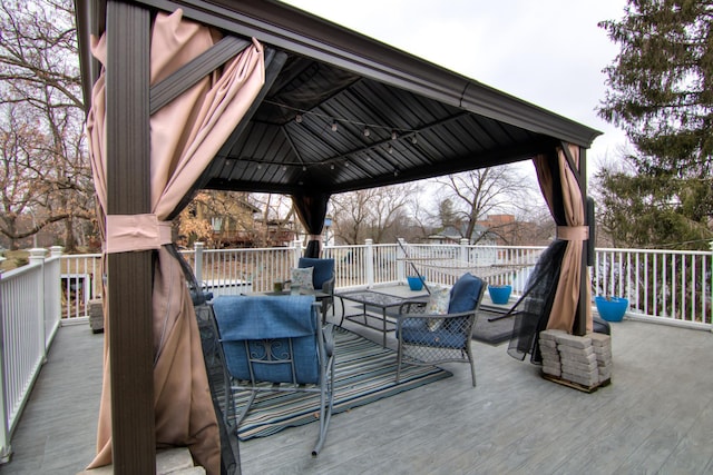 deck featuring a gazebo