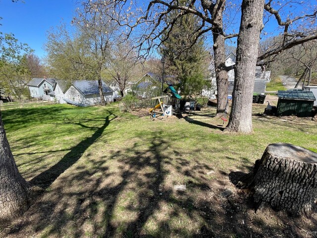 view of yard with a playground