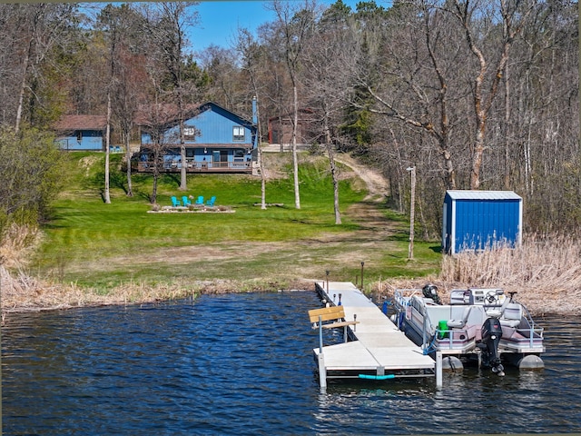 22004 Old Curry Rd SE, Cass Lake, MN 56633 - dock area with a water view and a yard