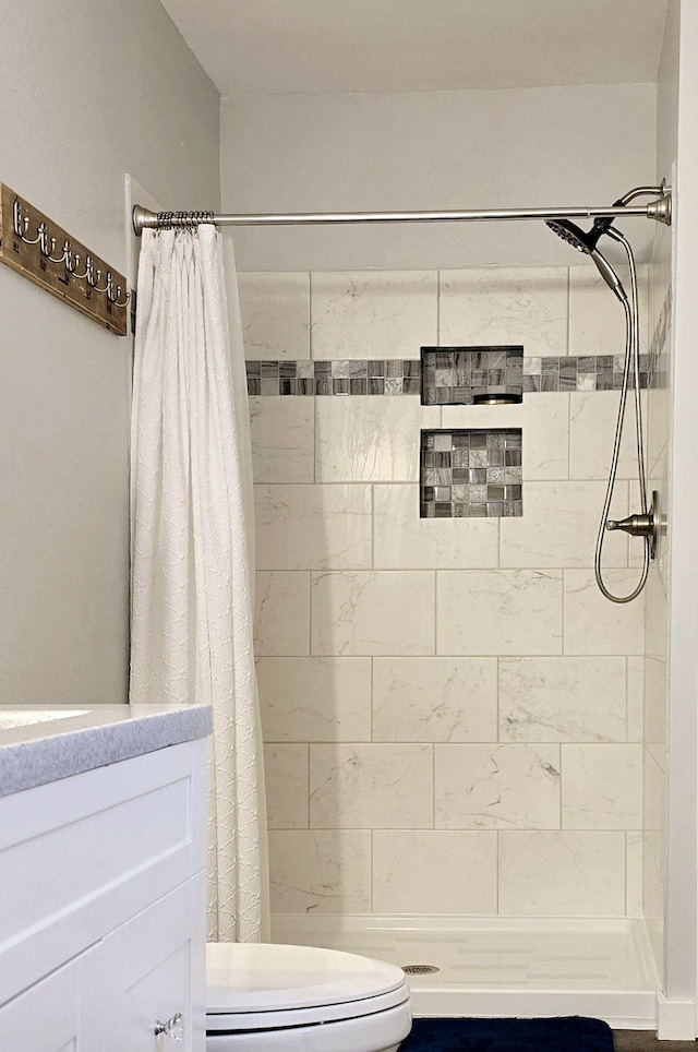 22004 Old Curry Rd SE, Cass Lake, MN 56633 - bathroom featuring a stall shower and toilet