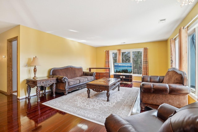 8621 Basswood Rd Unit 32, Eden Prairie, MN 55344 - living area featuring wood-type flooring, baseboards, and visible vents
