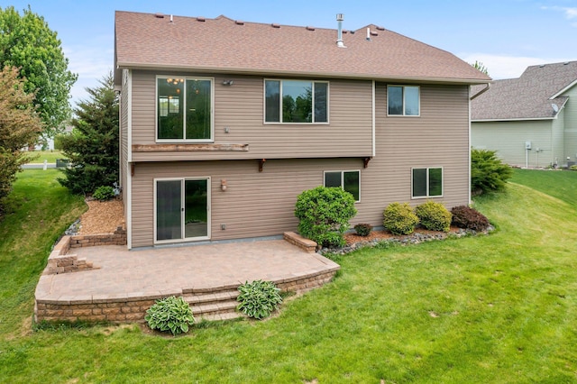 6387 203rd Ct N, Forest Lake, MN 55025 - rear view of house with a patio and a lawn