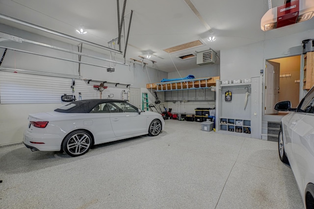 garage with a garage door opener