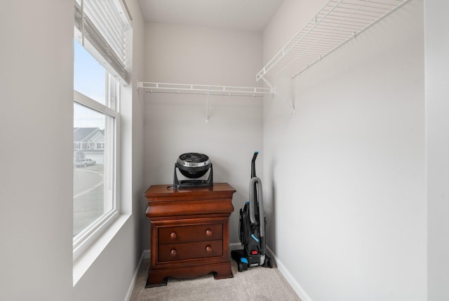 walk in closet featuring carpet