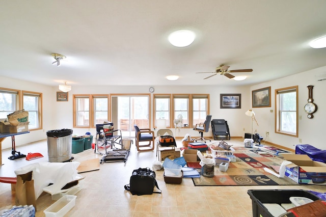 21682 Rebel Rd, Center Twp, MN 56465 - workout area with plenty of natural light and ceiling fan
