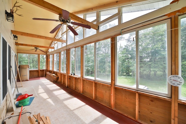 21682 Rebel Rd, Center Twp, MN 56465 - unfurnished sunroom featuring ceiling fan